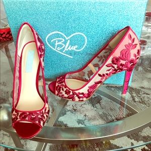 Betsy Johnson Red Lace Flower Stilettos